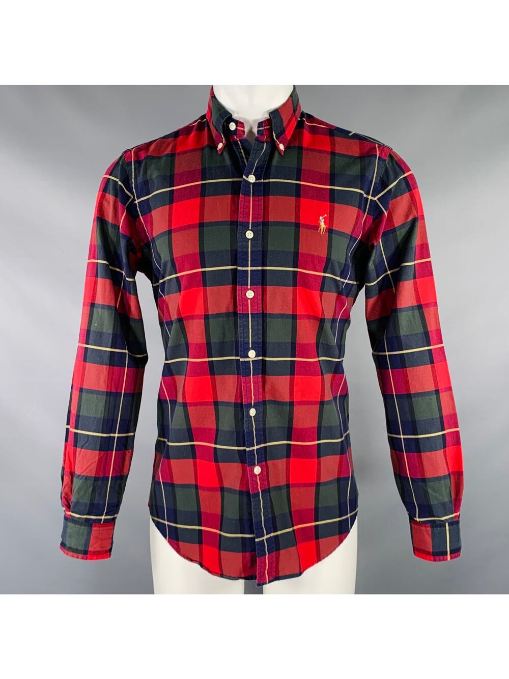 RALPH LAUREN Size S Red Blue Green Plaid Woven Button Down Long Sleeve Shirt
